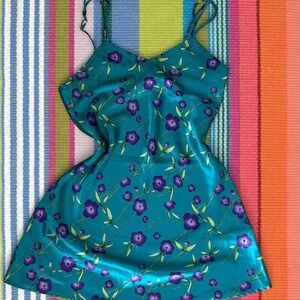 Vintage 90s satin floral slip dress